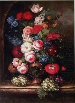 Floral, beautiful classical still life of flowers.059, unknow artist